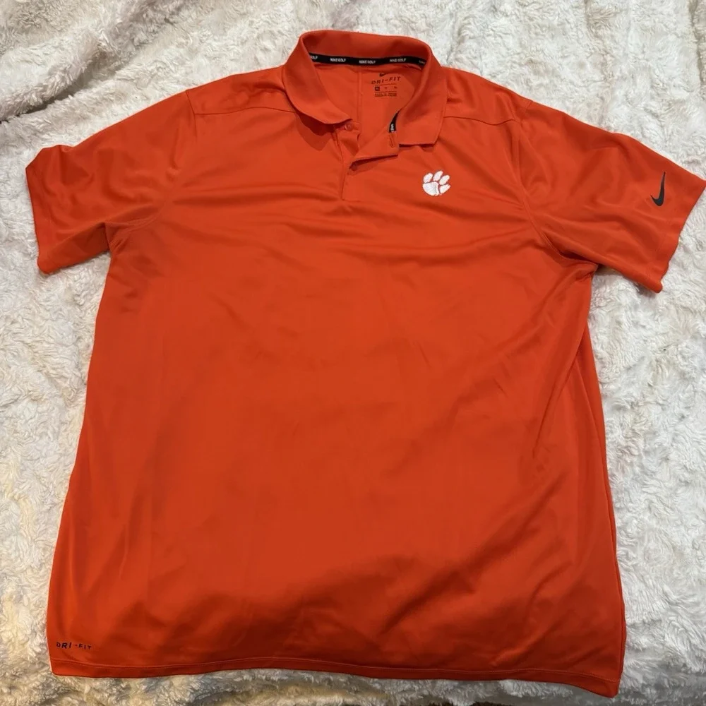 Nike Clemson Tigers Men's Golf Dri-Fit Polo Short Sleeve Orange Sz XL